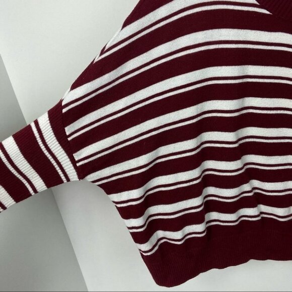 Wearing Heart On Your Sleeve Striped Raglan Sweater Red Size Medium Long Sleeves - Picture 3 of 9